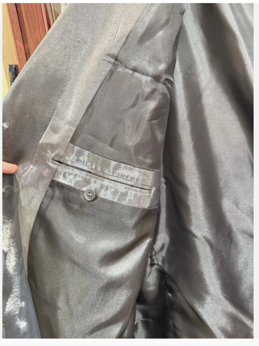 VTG Falcone Mens Luxury Silver Metallic Gray Long Maxi Coat Blazer Jacket Sz 52R